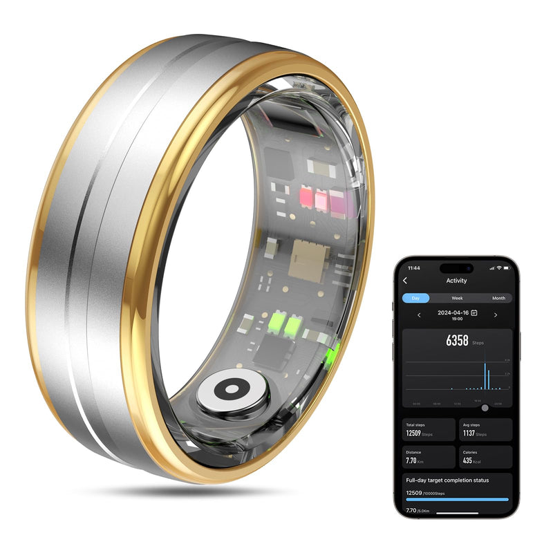 Smart Ring Health Tracker for Men/Women,Fitness Ring Sleep Tracker,Fast Charging for Long-Lasting Use,for Pedometer Exercise,Monitor Sleep, Heart Rate, Stress,Waterproof (Silver,8) 8 Silver - BeesActive Australia