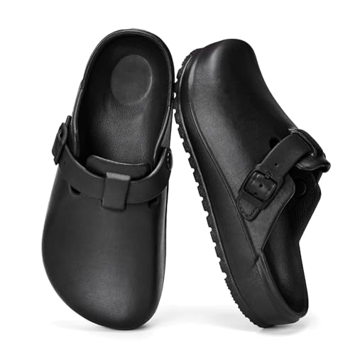 ZXT Arch Support Work Clogs Slip Resistant Shoes for Chef Nurse 6 Women/4 Men Black