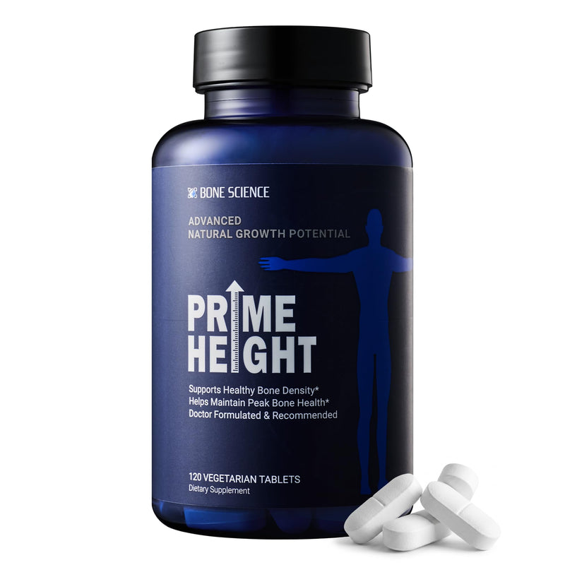 BONE SCIENCE PrimeHeight Bone & Immune Support, Calcium D3 K2, 120 Tablets | Vegan, non-GMO formula with calcium, vitamin D3, K2, magnesium and zinc for daily bone, immune and nutritional support needs
