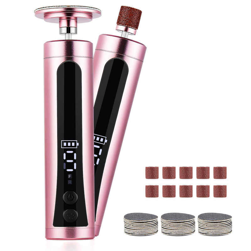 Rechargeable Callus Remover for Feet: Electric 2-in-1 Pedicure Tools - Foot File Grinder LCD Display 9 Adjustable Speeds 2 Sanding Heads 30 Sanding Paper Rose Rechargeable - BeesActive Australia