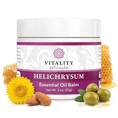 Vitality Extracts Helichrysum Balm - 2oz, Helichrysum Gymnocephalum, Beeswax, Almond Oil, Ultra-Moisturizing, Skin Healing, Full Body Hydration 2 Ounce (Pack of 1)