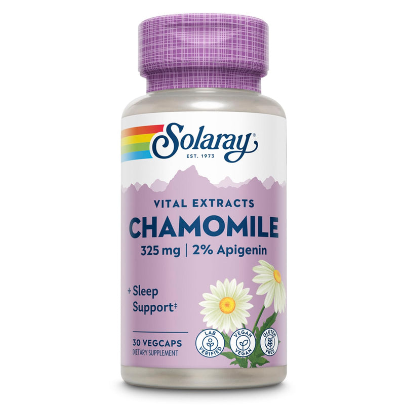 SOLARAY Chamomile Extract 325 mg - Traditional Herbal Support - Standardized to 2% Apigenin, an Antioxidant and Flavonoid - Vegan, Gluten Free, Made Without Soy, 60-Day Guarantee, 30 Serv, 30 VegCaps - BeesActive Australia