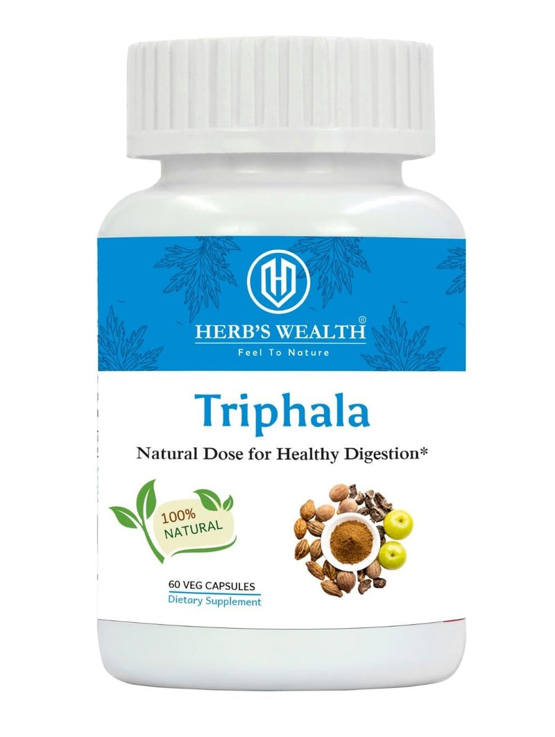 Herb's Wealth Triphala Capsules, 500mg, 60 Vegetarian Capsules, Natural Digestive and Immune Health Supplement - BeesActive Australia