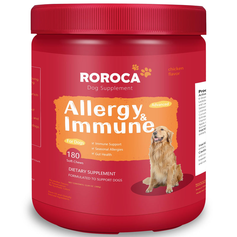 Dog Allergy Chews, Itch Relief for Dogs, Allergy Relief and Immune Supplement,Probiotics for Dogs,Support Seasonal Allergies, Gut & Digestive Health(Premium Pack) Red Extra Large