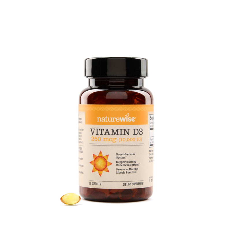 NatureWise Vitamin D3 10000IU Supplement, Immune Support, 90 Mini Softgels 90 Count (Pack of 1) 10000 IU