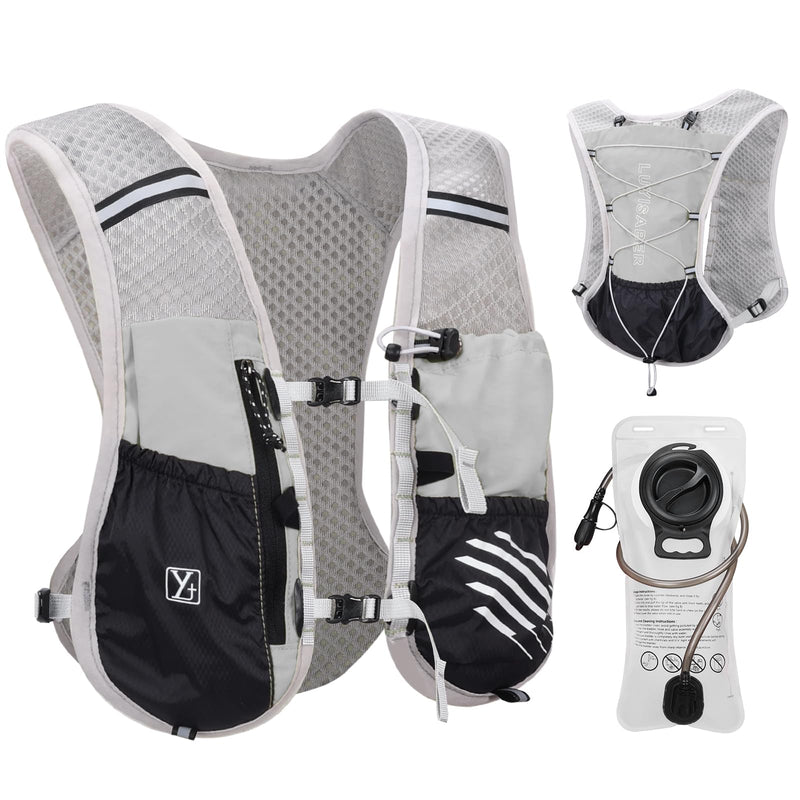 Hydro Pack Running Vest for Men Women, Hydration Backpack with 2L Water Badder, Lightweight Water Vest grey