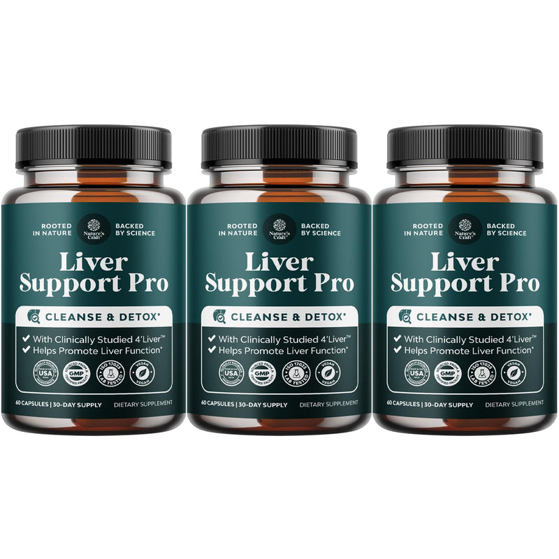 Pro Liver Support Supplement - 2X More Effective Than Milk Thistle - Advanced Liver Health Supplement with Clinically Tested 4’Liver Cleanse Detox & Repair Support - 60 Count (Pack of 3) 60 Count (Pack of 3)