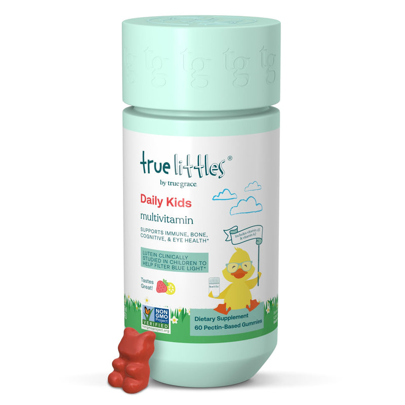 True Grace True Littles Daily Kids Multi - 60 Pectin Gummies - Immune, Cognitive, Bone & Eye Support - Clinically Studied Lutemax Kids Lutein & Vitamin D3 + K2 - Allergen Free & Vegan - 60 Servings 60 Day Supply