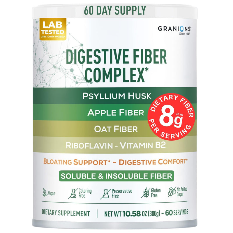 Psyllium Husk Powder 4in1 Digestive Fiber Supplement - Gut Health, Bloat Relief for Women and Men, Soluble and Insoluble Psyllium Husk Fiber Powder, Vitamin B2 - Vegan, Unflavored, Sugar-Free, 60 Day 10.6 Ounce (Pack of 1)