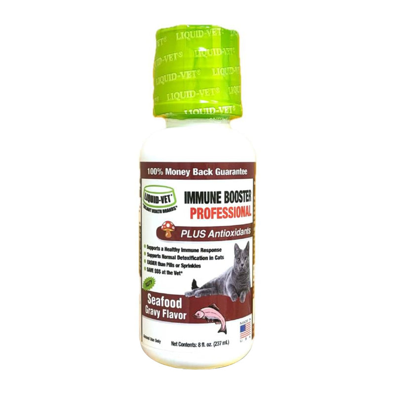 LIQUID-VET Immune Support for Cats – Daily Formula with Inulin, Beta-Glucan, Vitamin E, Omega-3s, Fermented Yeast & More! - Made for Picky Eaters Seafood 8 Fluid ounce