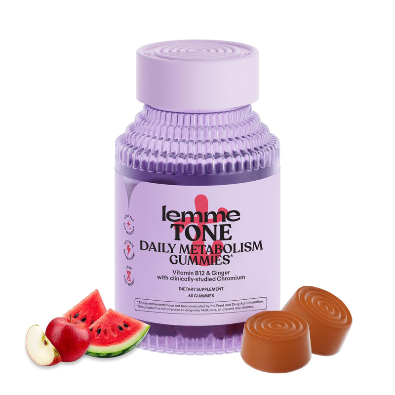 Lemme Tone Metabolism Gummies, Apple Cider Vinegar, Clinically Studied Chromium, B12, Ginger, Promote Lean Body Mass, Watermelon Apple Flavor (30 Day Supply) 60 Count (Pack of 1)