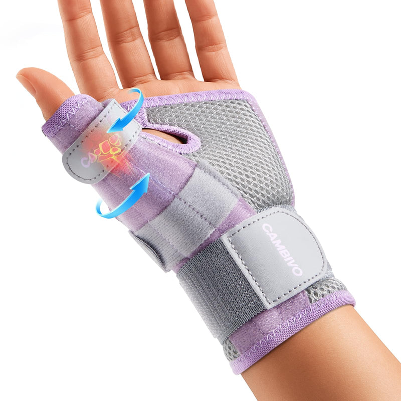 CAMBIVO Thumb Brace with Adjustable Straps, Breathable Wrist Support with Open-Palm for Arthritis, De Quervain's Tenosynovitis, Sprains, Fits Right or Left (Pink, S/M) Small/Medium Pink