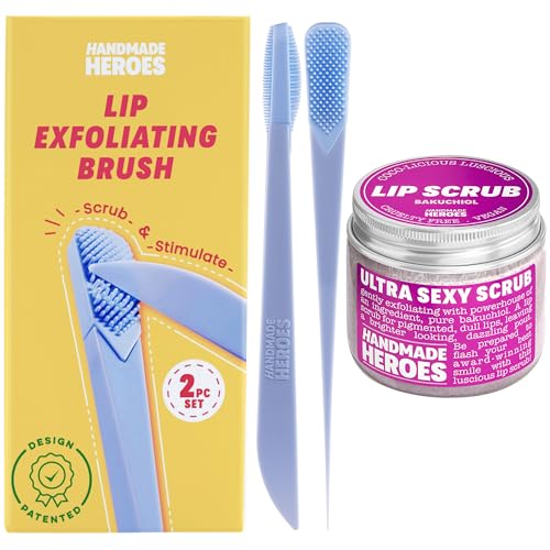 Handmade Heroes Lip Exfoliating Brush & Bakuchiol Scrub Bundle - Clean Beauty Sustainable Skincare