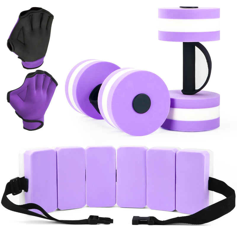 Water Dumbbells Aquatic Exercise Combo Set, High Density Water Weight, Swimming Belt, Swimming Aquatic Gloves for Swim Fitness Training Water Exercise