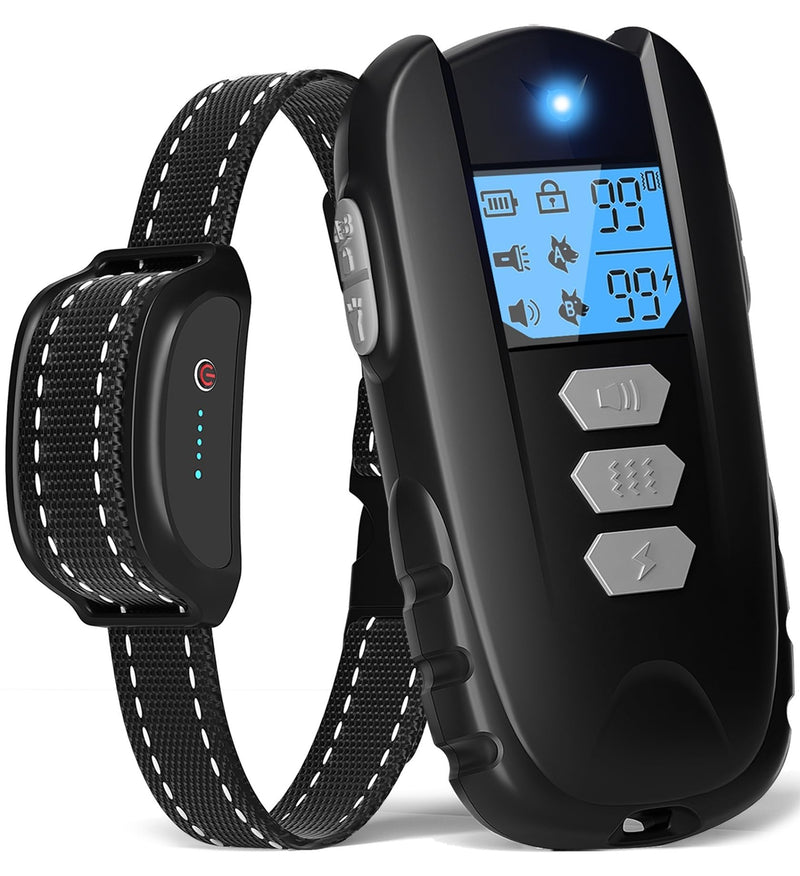 Dog Training Collar with Remote - Shock Collar for Dogs, Waterproof Electric Collar with Flashlight Beep Vibration Shock Modes Rechargeable Dog Shock Collar for Small Medium Large Dogs Grey - BeesActive Australia