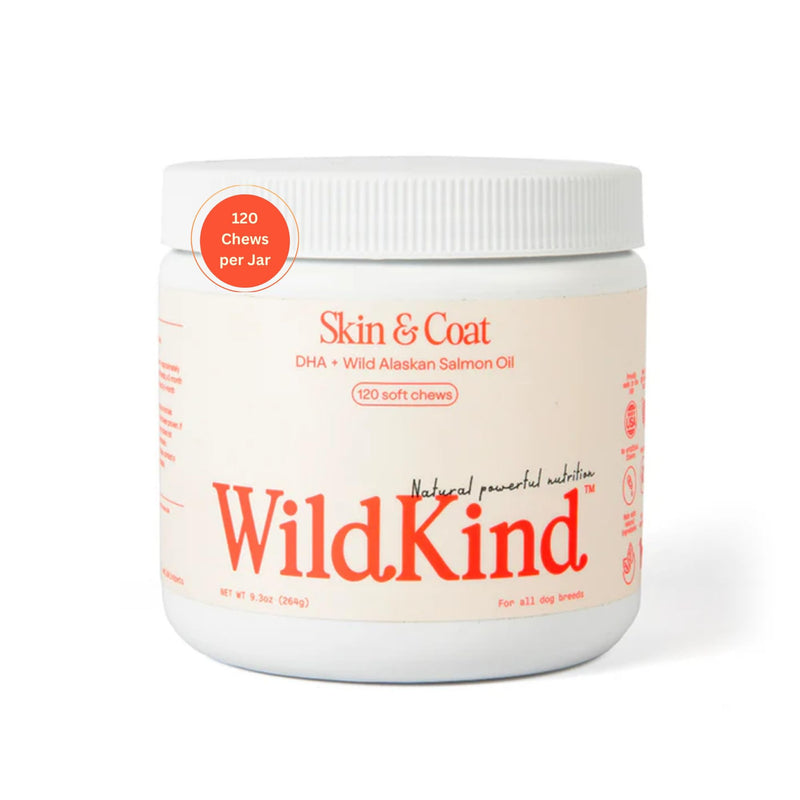 WildKind Dog Allergy Chews for Dogs – Wild Alaskan Salmon Oil for Dogs, Dog Itch Relief, Skin & Coat Supplement for Dogs, Shedding Control, Digestive & Immune Health Support, 120 Soft Chews