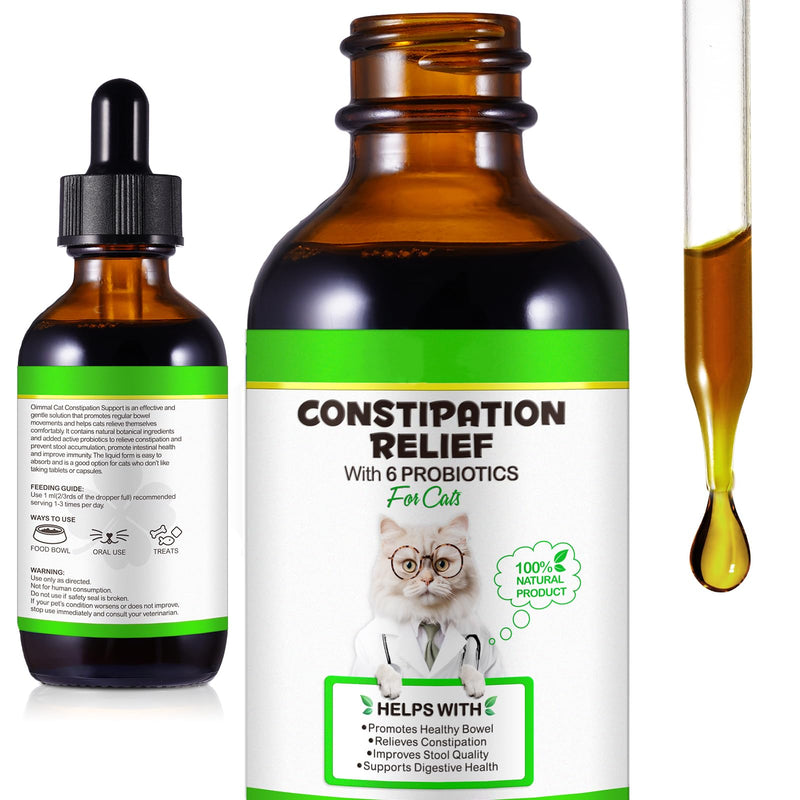 Cat Constipation Relief, Liquid Cat Laxative 60 ml, Cat Stool Softener Pet Herbal Supplements, Promotes Digestive Health, Roast Chicken Flavour, 2 fl oz - PawsPlanet Australia