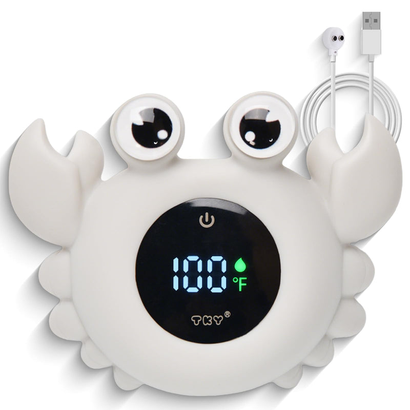 TKY Baby Bath Thermometer with Floating Toys & Room Temperature Monitor - Rechargeable Digital Thermometer with Temperature Alerts, Bath Essentials for Newborns, Infants (Advanced Grey) Advanced Grey