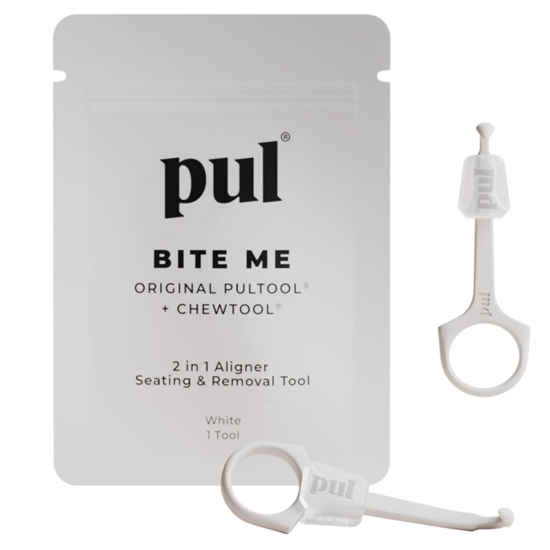 PUL Pack of 2 2-in-1 Invisalign Chewies and Aligner Removal Tool for Clear Aligners, Retainers and Trays - Reusable Invisalign Accessory with Chewy and Remover Hook - Travel Size Seating Tool - White 2 Pack - BeesActive Australia