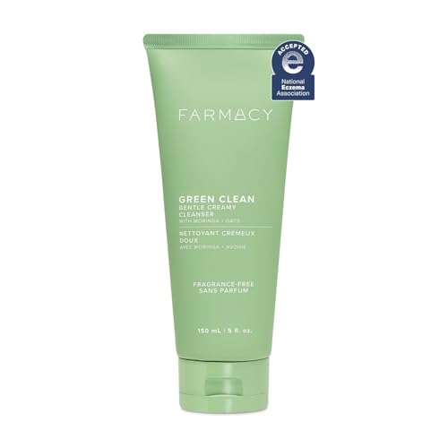 Farmacy Gentle Creamy Face Cleanser - Hydrating Facial Cleanser to Nourish + Help Remove Makeup + Impurities - Enriched with Aloe + Moringa Oil to Soothe, Purify + Refresh Skin (150ml) Gentle Creamy Cleanser 5 Fl Oz (Pack of 1)