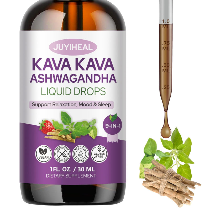 2 Pack Kava Kava Root Extract Supplement, High Concentration Kava with Ashwagandha, Lemon Balm, Valerian Root, Magnesium for Relaxation, Cognitive Support and Immune System, 1 Fl Oz 6.3 Ounce (Pack of 1) - BeesActive Australia