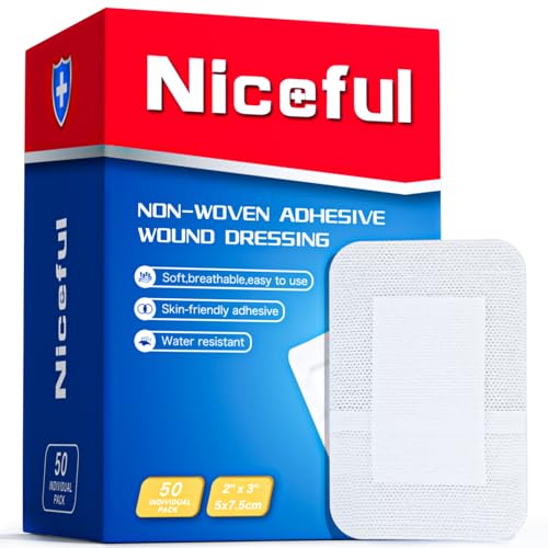 Niceful Adhesive Gauze Bandages 2"x3", 50Pcs 2"x3"(50 Dressing)
