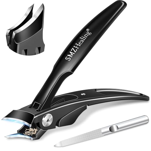 Slanted Toenail Clippers, Wide Opening Ingrown Nail Clippers for Men Black 2pcs