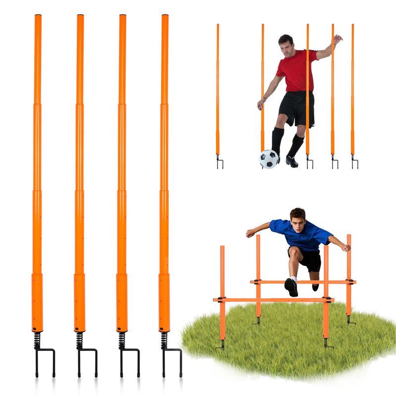 Hikeen Telescopic Length Soccer Poles Fixed & Collapsible Options Agility Training Hurdles and Football Obstacle for Teenager Soccer Training Outdoor Sports Speed Training Equipment Long-57.5" 4 rods