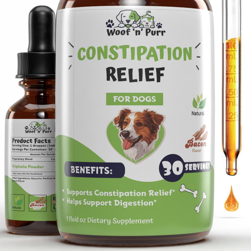Constipation Relief for Dogs - Dog Constipation Relief - Dog Constipation - Dog Laxative for Constipation - Dog Laxative - Laxative for Dogs - Dog Laxative for Blockage - 1 fl oz - Bacon Flavor - PawsPlanet Australia