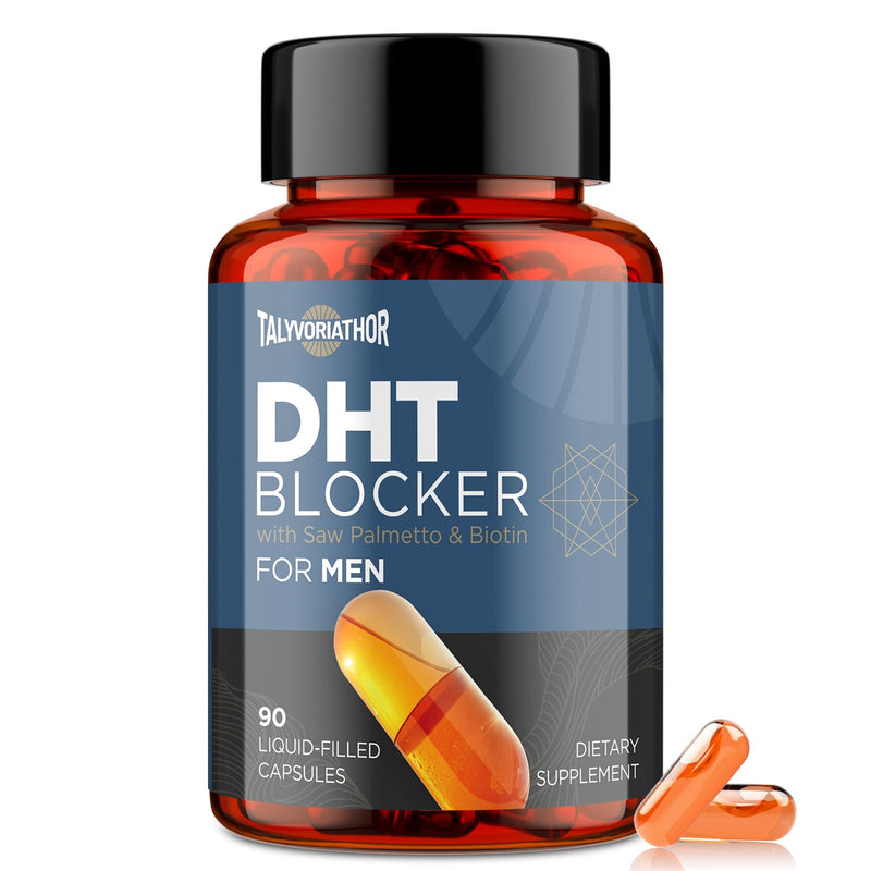 DHT Blocker for Men with Saw Palmetto & Biotin, Hair Growth Formula in Liquid-Filled Capsules, Hair Loss Supplements, Hair Regrowth Vitamins, Proprietary Herbal Blends - 90 Capsules(1 Bottle) 90 Count (Pack of 1) - BeesActive Australia