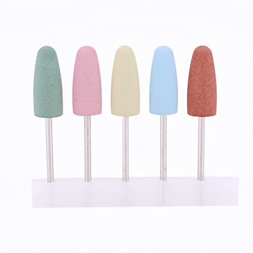 Ejoyous Nail Drill Bits Set, 5pcs Nail Art Silicone Polisher Nail Grinders Drill Bits, Smoothing Drill Cuticle Drill Bits for Nail Art Manicure Pedicure Nails Cuticle