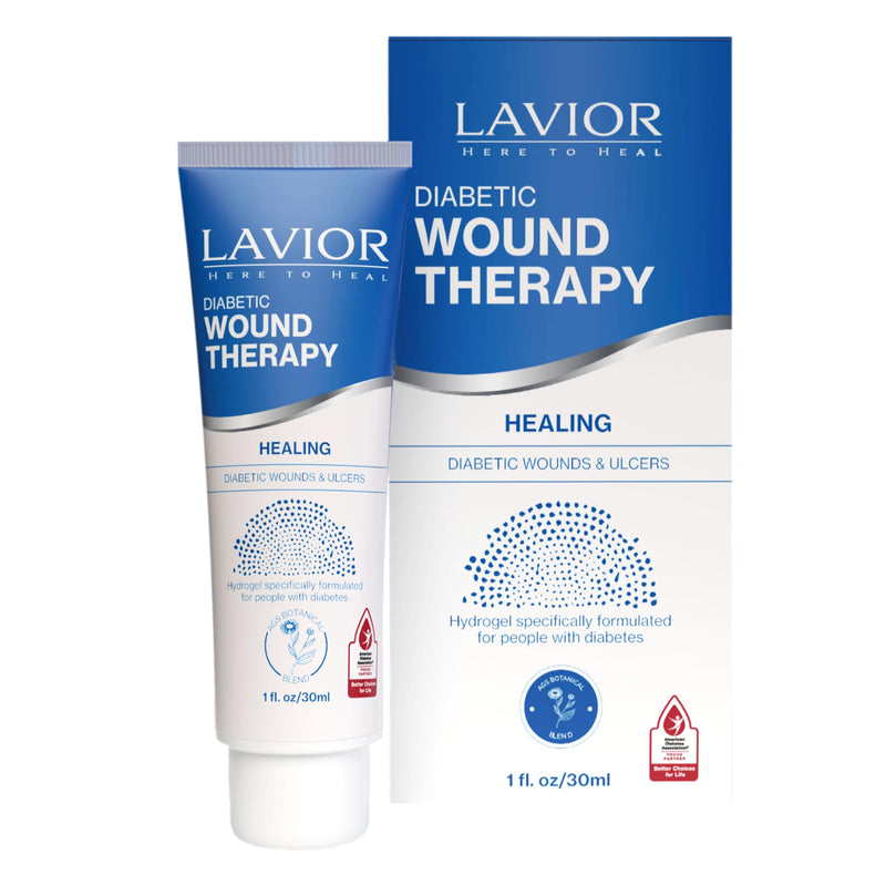 LAVIOR Diabetic Wound Therapy 1oz – Natural Botanical Hydrogel for Cuts, Scrapes, Ulcers, CGM Site & Deep Wounds – Fast Healing – Inula Viscosa – ADA Endorsed, Podiatrist Tested, Vegan, Made in USA 1 Ounce - BeesActive Australia