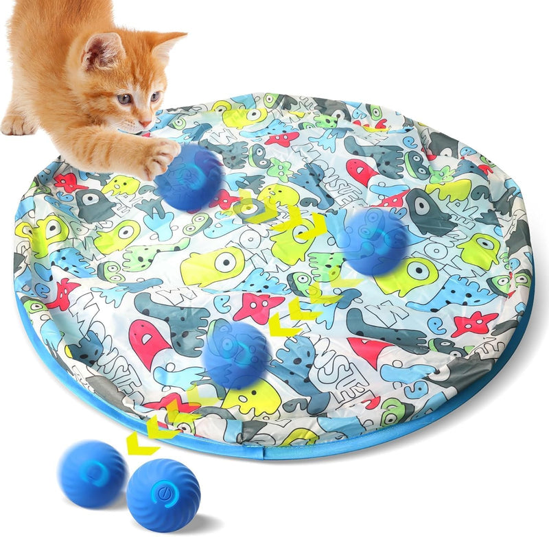 Zelikovitz Interactive Cat Toys Ball Rolling in The Pouch, Automatic Motion Activated Moving Ball Hide and Seek Game for Indoor Exercise Kicker - BeesActive Australia