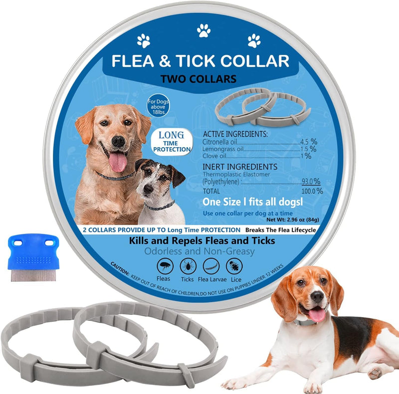 Flea Collar for Dogs, Flea and Tick Collar for Dogs, Dog Flea Collar Long Flea and Tick Prevention, Dog Flea and Tick Collar, Adjustable, Flea Collar One Size Fits All Dogs 2 Pack - BeesActive Australia