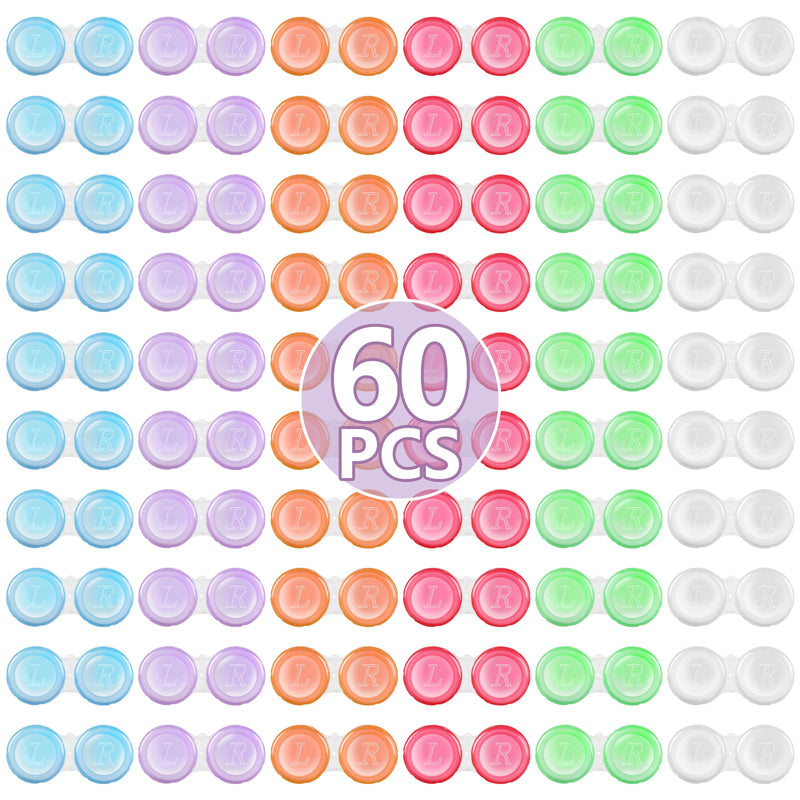 60 Pack Contact Lens Cases Bulk, Transparent Cute Contact Lens Case for Home & Travel, 6 Color (60) 60 pack - BeesActive Australia