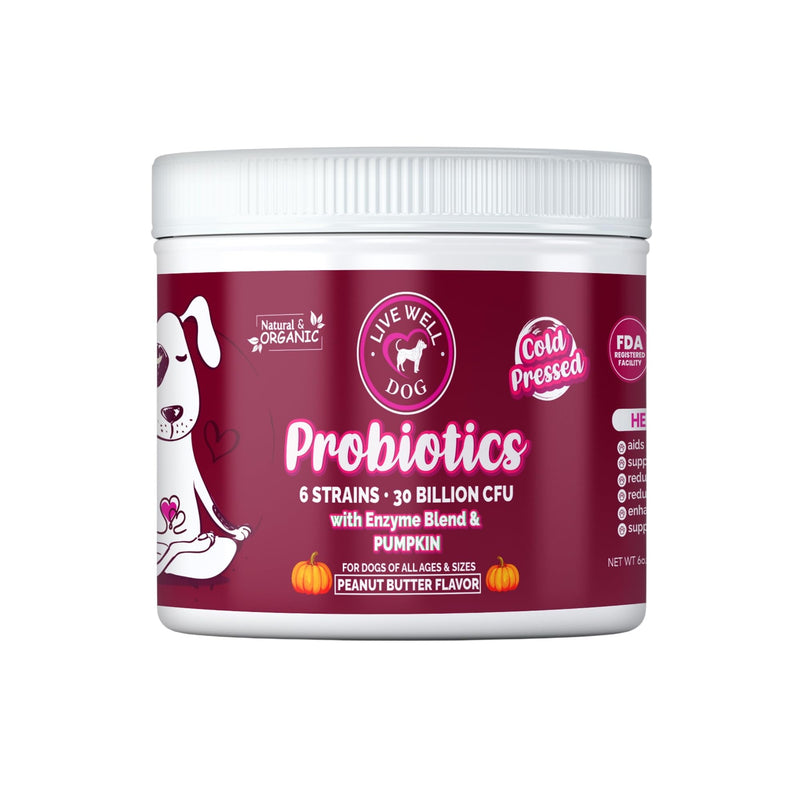 Probiotic Chews for Dogs 6-Strain Blend, Peanut Butter Flavor, Plant-Based Digestive Support, Soft Chews