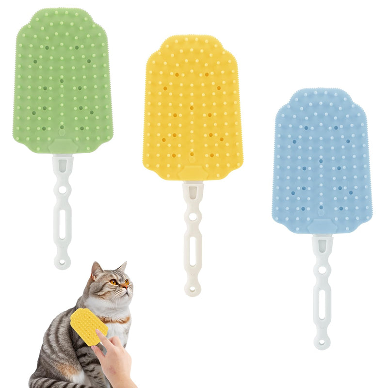 3pcs Cat Tongue Comb, Cat Grooming Brush Cat Brush for Shedding Cute Cat Tongue Brush Cat Hair Brush for Long-Haired Cats Removing Hair Hairballs (Ice Cream Colors) - BeesActive Australia