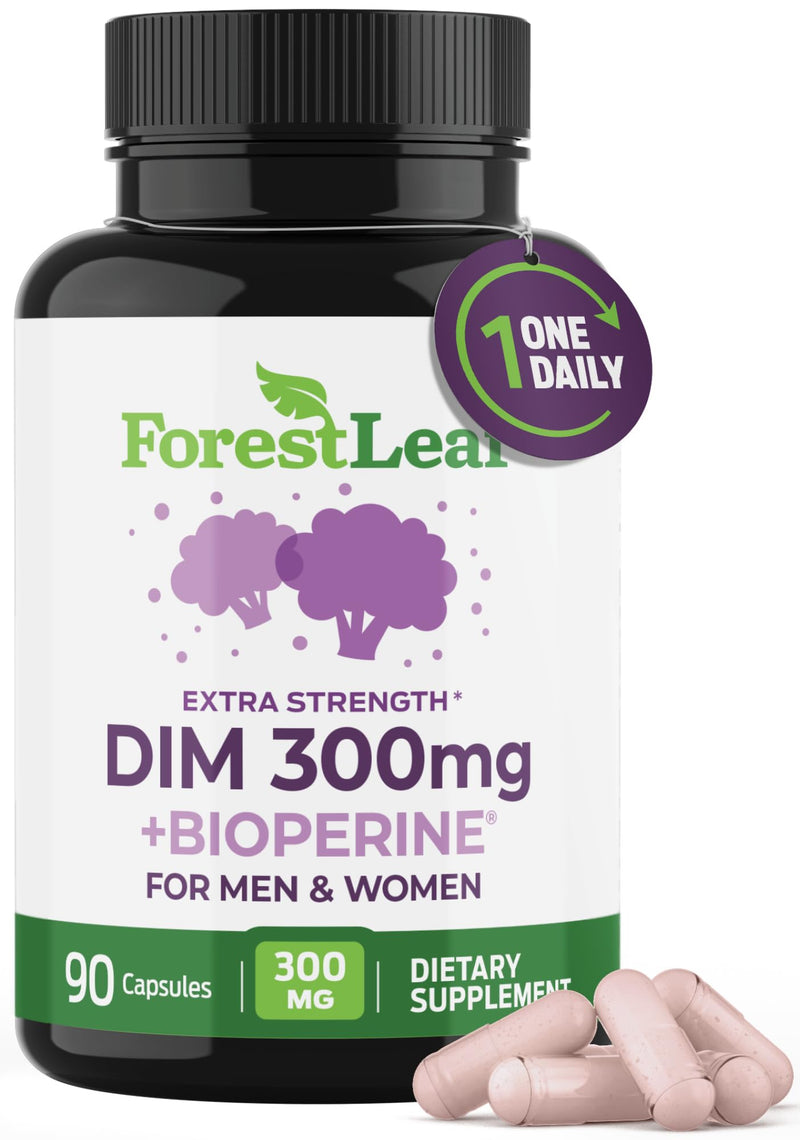 DIM Estrogen Supplement for Women & Men - 300mg DIM Supplement for Women/Men - Diindolylmethane with BioPerine Black Pepper - Support for Metabolism, Hormone Balance, Menopause - 90 Capsules 90 Count (Pack of 1) - BeesActive Australia