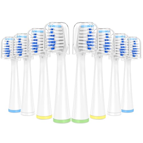 8 Pack Toothbrush Replacement Heads for Waterpik Sensonic Complete Care CC-04CD010-1, and for Waterpik Sensonic Electric Toothbrush STW-03W020/STW-03W027, with Cover for White STWB-3WW-B 8 Pack Without Case