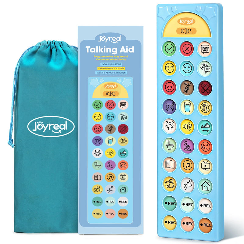Joyreal AAC Device for Autism, Non Verbal Communication Tools for Speech Therapy & Stroke Rehab. Autism Talking Aids with 6 Programmable Buttons & Adjustable Volume, Autism Toys for Kids and Adults Blue