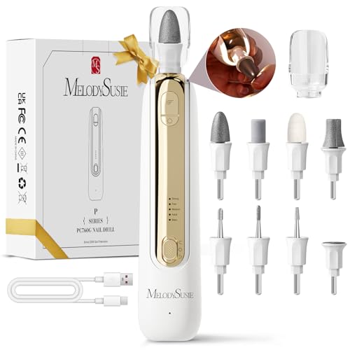 MelodySusie Anti-Dust Pedicure Nail Drill PC760G for Thick Toenail Filing White Gold