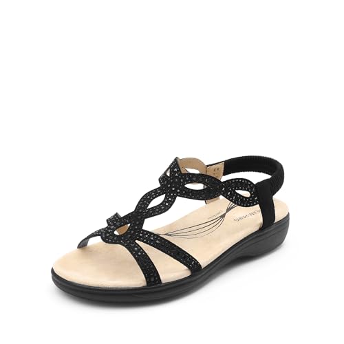 DREAM PAIRS Women's Orthopedic Walking Flat Sandals 7 Black