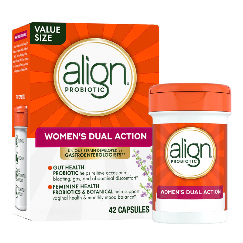 Align Probiotic, Womens Dual Action, Vaginal Probiotics for Women, Womens Probiotic for Vaginal Health Support, with Probiotics for Digestive Health, 42 Probiotic Capsules 42 Count (Pack of 1)