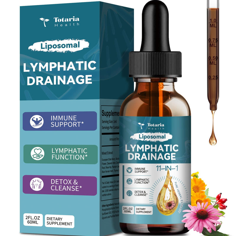 Liposomal Lymphatic Drainage Drops - 11 in 1 Organic Lymphatic Drainage Supplement with Burdock Root, Echinacea, Elderberry, Calendula, Cleavers Herb, Dandelion Supports Lymphatic Health 2 FL.OZ 2 Fl Oz (Pack of 1) - BeesActive Australia
