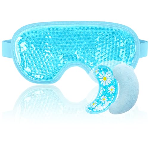 NEWGO Cooling Eye Mask for After Surgery, 1 Set Eye Pad and Eye Mask, Blue