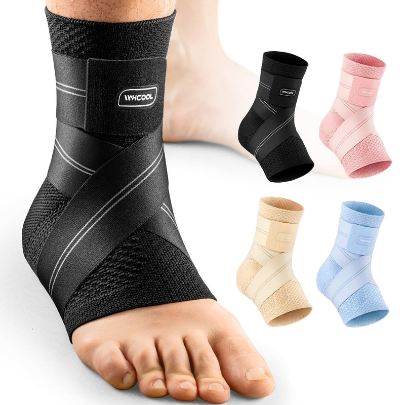 Flat Knitting Ankle Brace For Women&Men, 7-Zone Dynamic Compression Sleeve w/Flex Strap,Foot Support For Sports, Sprained Ankle, Achilles Tendonitis, Plantar Fasciitis Relief(Pack of1)L, Black Black(Pack of 1) Large - BeesActive Australia