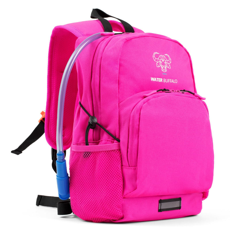 Water Buffalo Mini Sherpa Kids Hiking Backpack & Hydration Backpack, with 1.5L Bladder, Adjustable Fit, Reflective Trim Pink Small