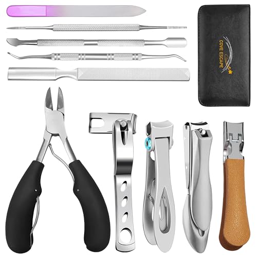 Toenail Clippers for Seniors Thick Toenails- Heavy Duty Podiatrist Ingrown Toe Nail Cutter for Men, Professional & Adults - Easy Grip Handle Stainless Steel (Extra Large, 10, Count) Pack 2