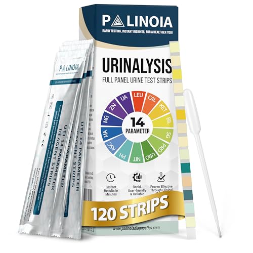 Palinoia 14-in-1 Full Panel Urine Test Strips for Urinalysis, 120 Count