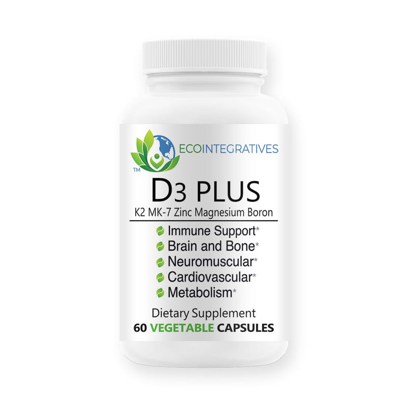 D3 Plus Boron Vitamin K2 Magnesium Zinc, 60 Veggie Capsules | 5-in-1 Mineral Complex for Brain, Bone, Teeth & Gums Health*, Cardiovascular & Muscle Health*, Metabolism*, Non-GMO Formula 60 Count (Pack of 1)